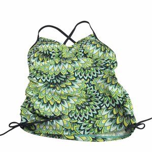 PRANA Tank Top Swimsuit Green Tankini Women's M